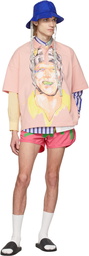 JW Anderson Pink Pol Anglada Oversized Printed Polo Shirt