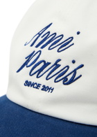 Ami Paris Logo-embroidered Contrasting Cotton cap - White And Blue - One Size