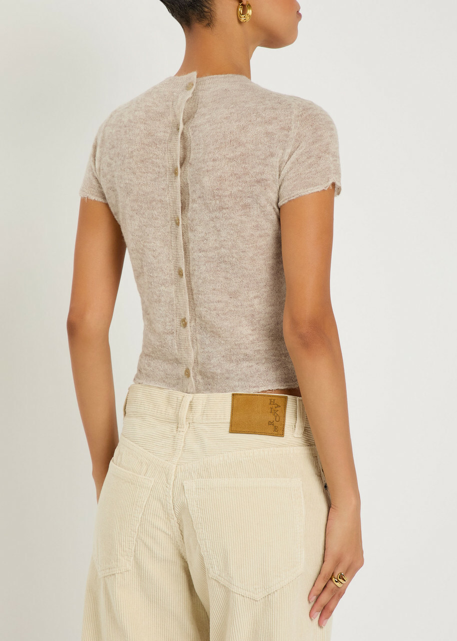 Haikure Cropped Alpaca-blend T-shirt Beige