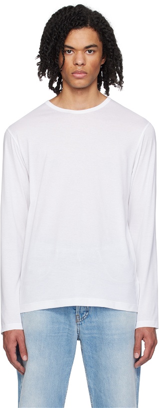 Photo: Sunspel White Classic Long Sleeve T-Shirt