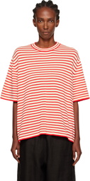 Cordera Off-White & Red Organic Cotton Oversized Striped T-shirt