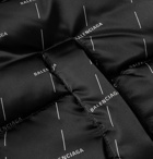 BALENCIAGA - Padded Quilted Logo-Print Shell Jacket - Black