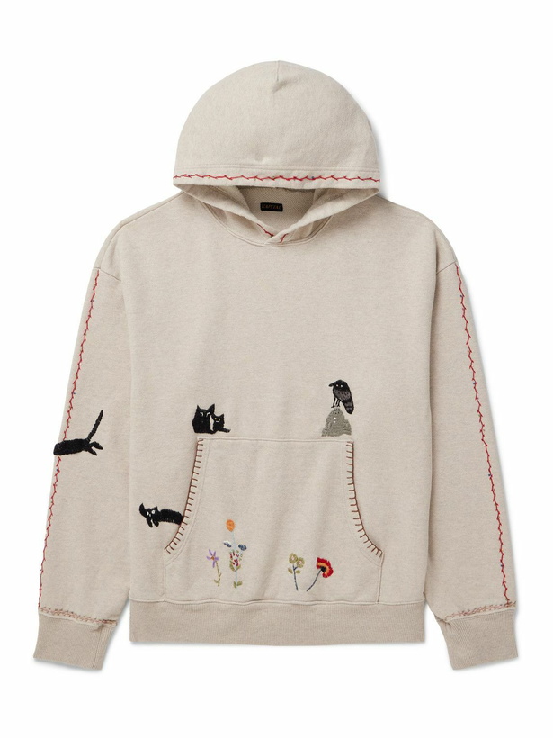 Photo: KAPITAL - Embroidered Cotton-Jersey Hoodie - Neutrals