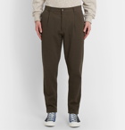 Universal Works - Tapered Pleated Cotton-Blend Seersucker Trousers - Brown