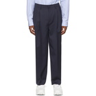 Juun.J Navy and White Wool Stripe Wide-Fit Trousers