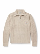 Carhartt WIP - Detroit Logo-Appliquéd Ribbed-Knit Half-Zip Sweater - Neutrals