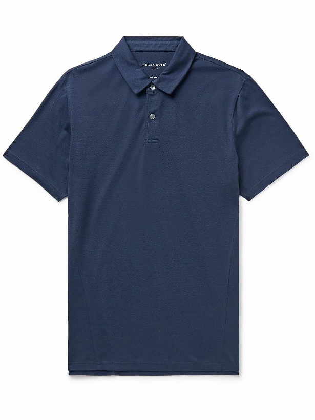 Photo: Derek Rose - Ramsay 2 Stretch Cotton and TENCEL-Blend Piqué Polo Shirt - Blue