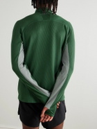 NIKE RUNNING - Slim-Fit Logo-Embroidered Waffle-Knit Dri-FIT Half-Zip Top - Green