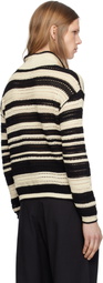 HARAGO Black & White Crochet Polo