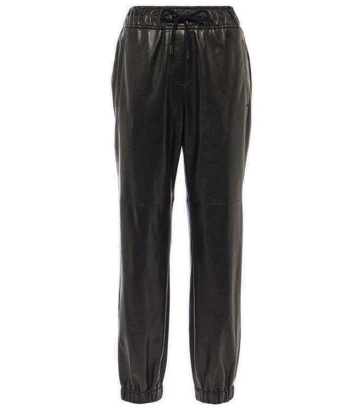 Photo: Brunello Cucinelli Leather straight pants