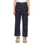 Chimala Navy Wide Tapered Selvedge Jeans