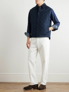 Purdey - Corduroy-Trimmed Quilted Shell Down Gilet - Blue