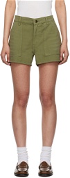 Re/Done Khaki Military Mini Shorts
