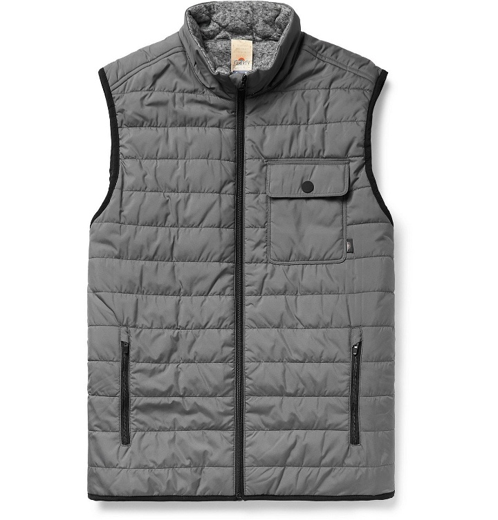 Photo: Faherty - Atmosphere Slim-Fit Reversible Quilted Padded Shell and Mélange Jersey Gilet - Gray