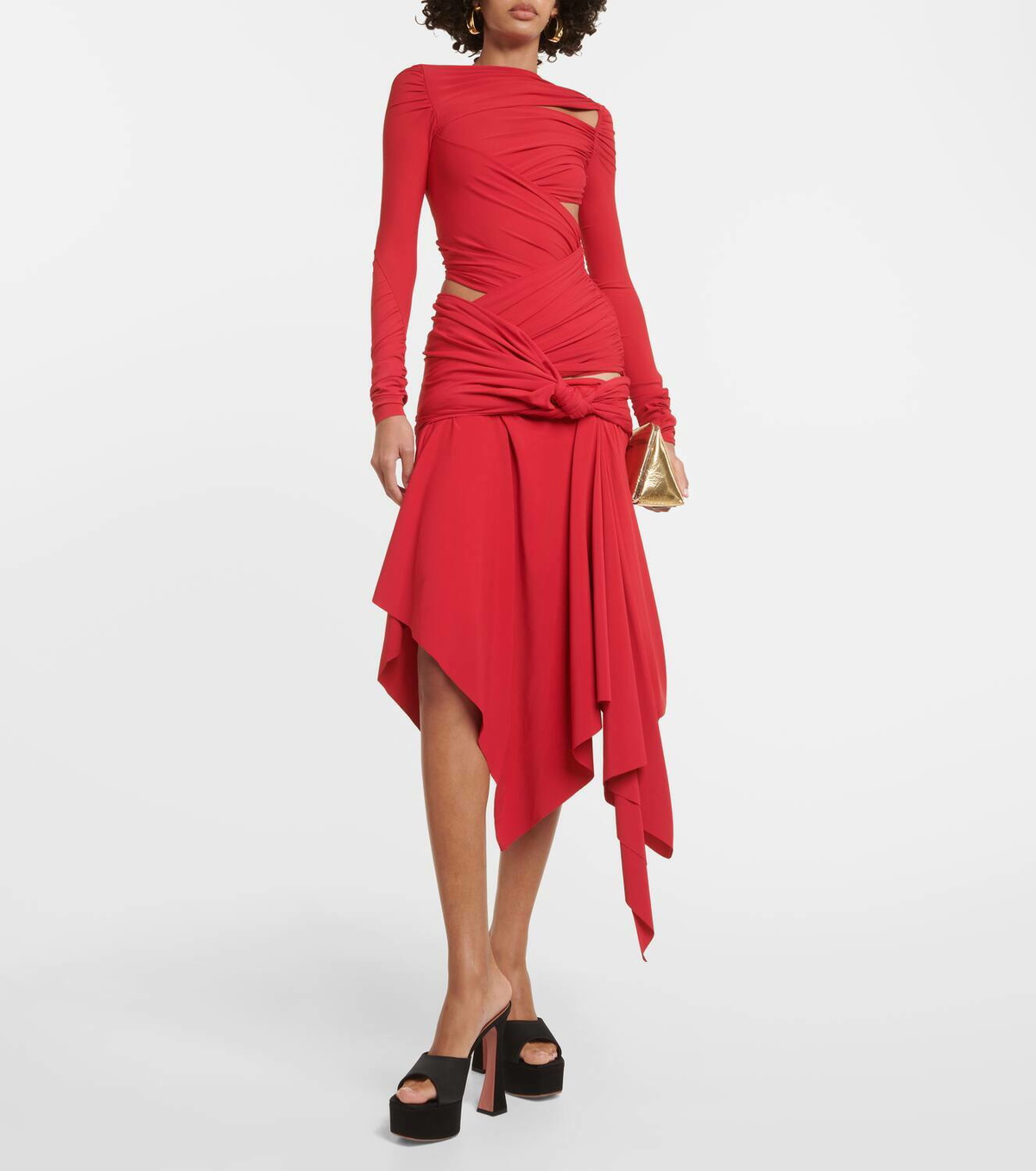 Amina Muaddi Dalida satin platform mules Amina Muaddi