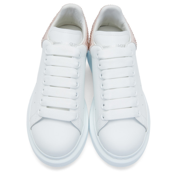 Alexander McQueen White and Pink Crystal Oversized Sneakers
