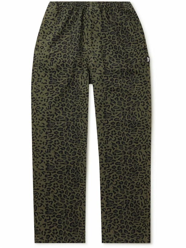 Photo: Stussy - Straight-Leg Leopard-Print Cotton-Twill Trousers - Brown