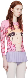 Pushbutton SSENSE Exclusive Pink Crying Girl Long Sleeve T-Shirt