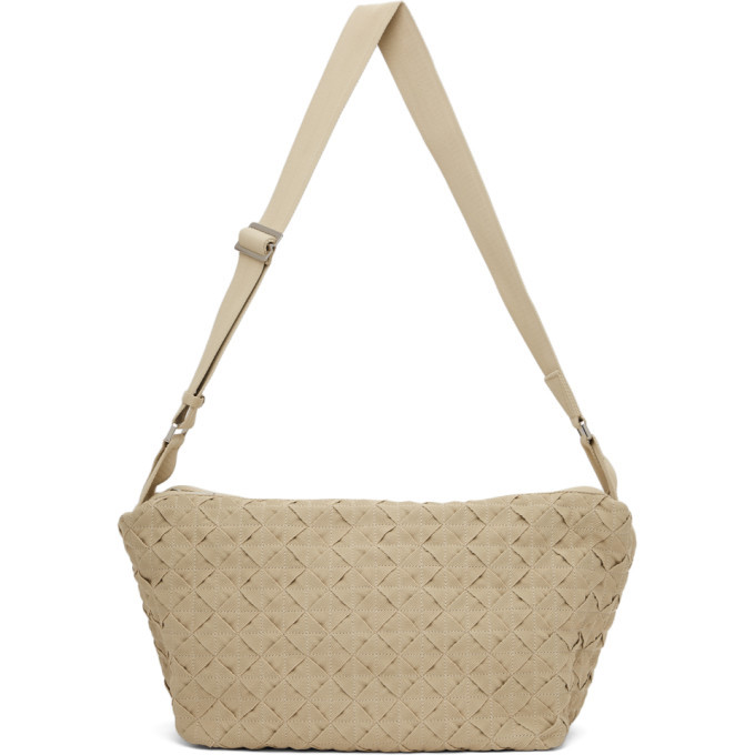 Photo: Bottega Veneta Beige Webbing Intrecciato Messenger Bag