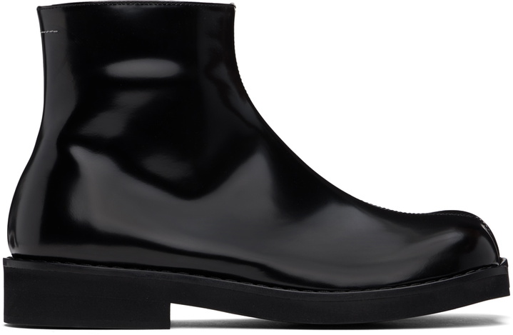 Photo: MM6 Maison Margiela Black Polished Leather Boots