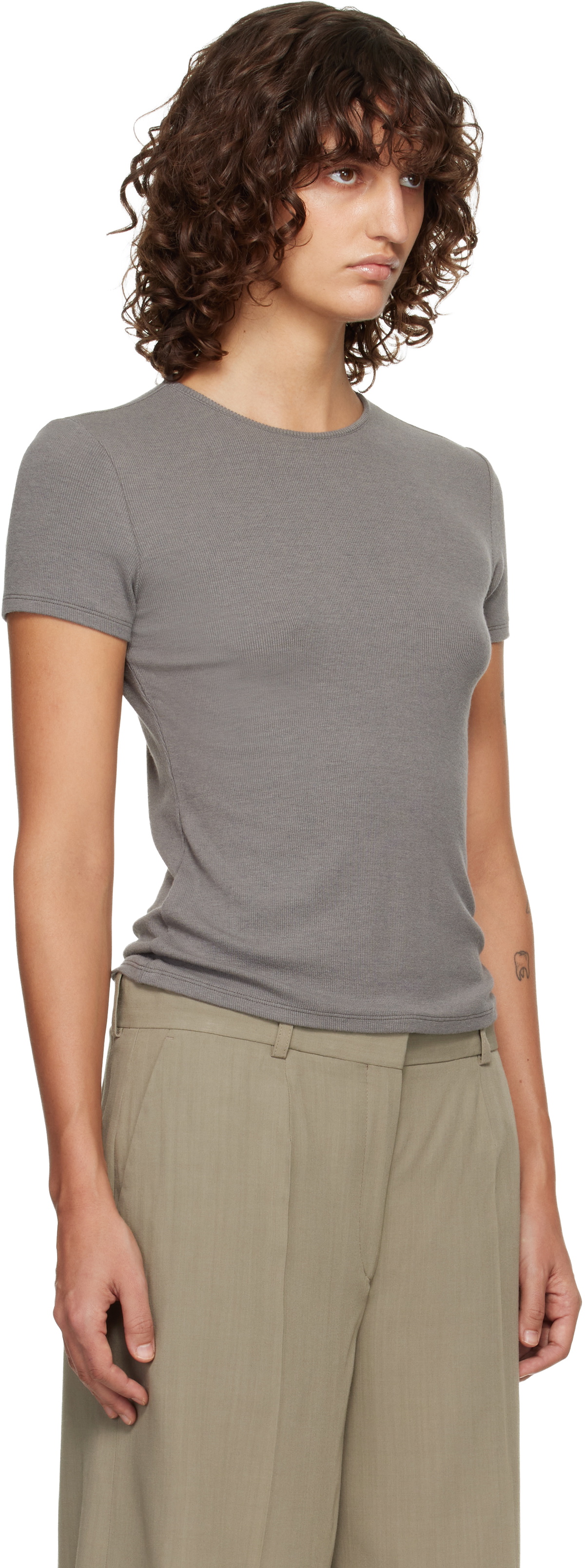 LE17SEPTEMBRE Gray Basic Wool T-shirt