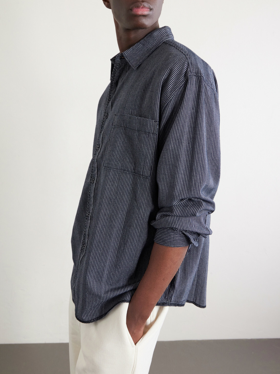 The Elder Statesman - Summer Weave Cotton Shirt - Blue