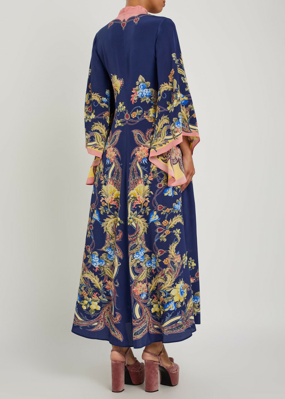 Etro Printed Scarf-effect Silk Maxi Dress Multicoloured