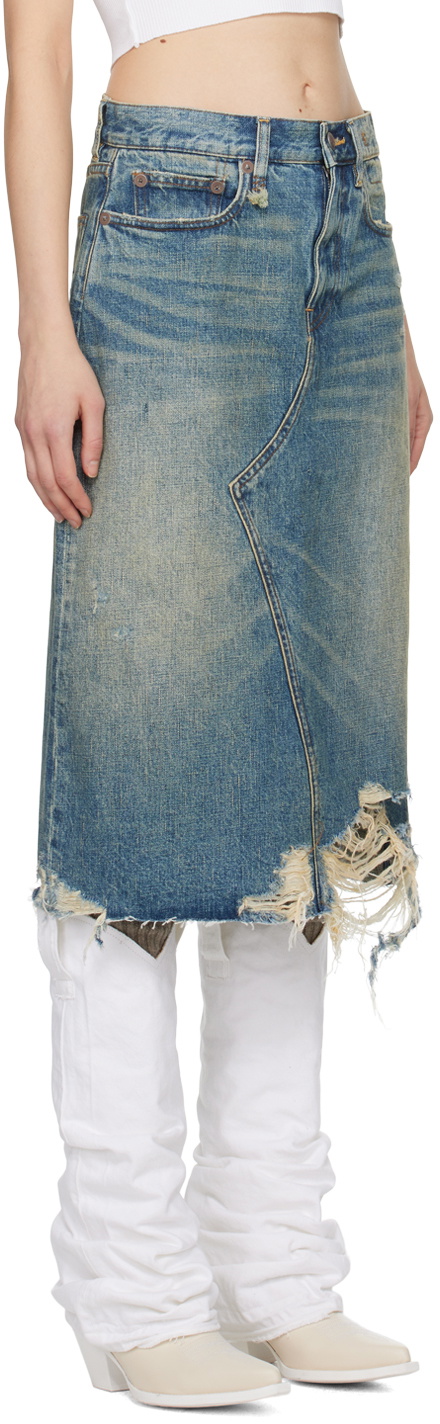 R13 Blue Jesse Denim Midi Skirt R13