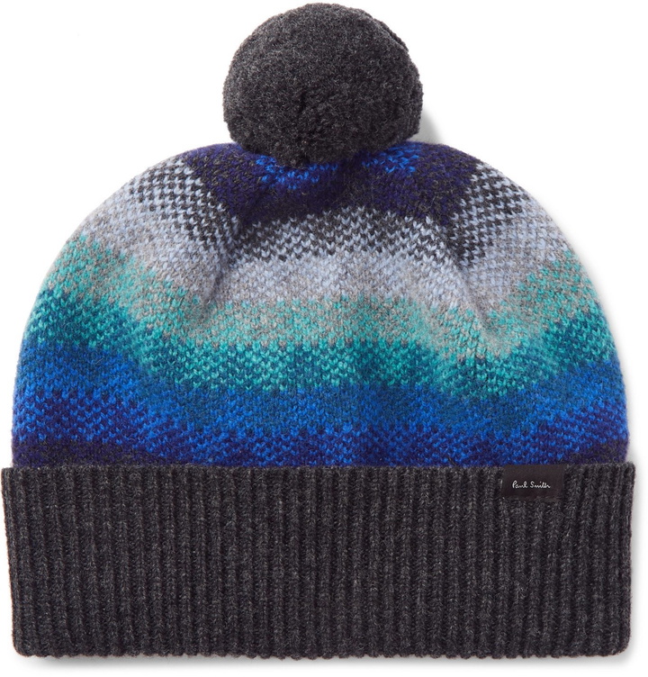 Photo: Paul Smith - Striped Wool Beanie - Blue