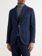 Boglioli - Herringbone Cotton and Cashmere-Blend Twill Suit Jacket - Blue