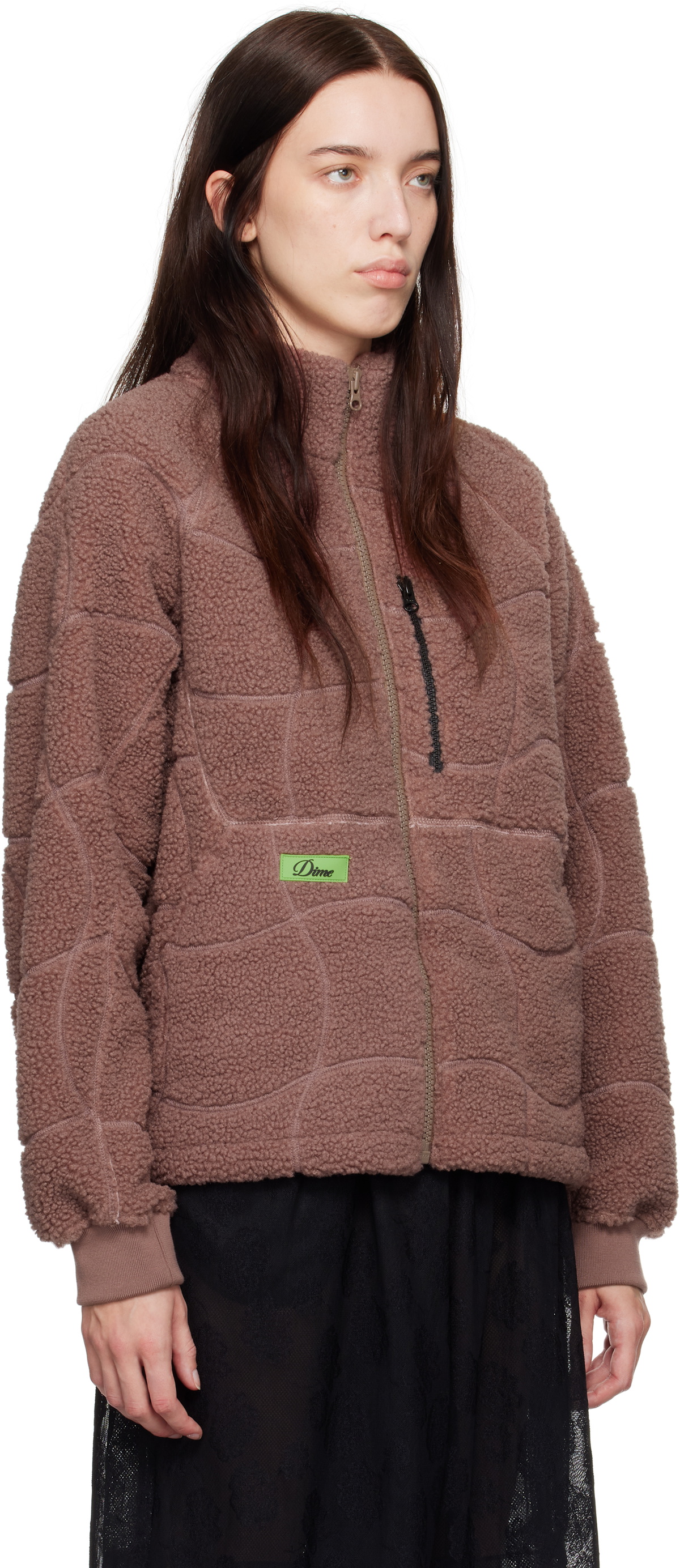 Dime Purple Coverstitch Sherpa Fleece Jacket