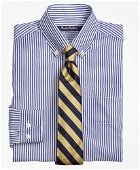 Brooks Brothers Boys Non-Iron Supima Cotton Broadcloth Bengal Stripe Dress Shirt | Navy