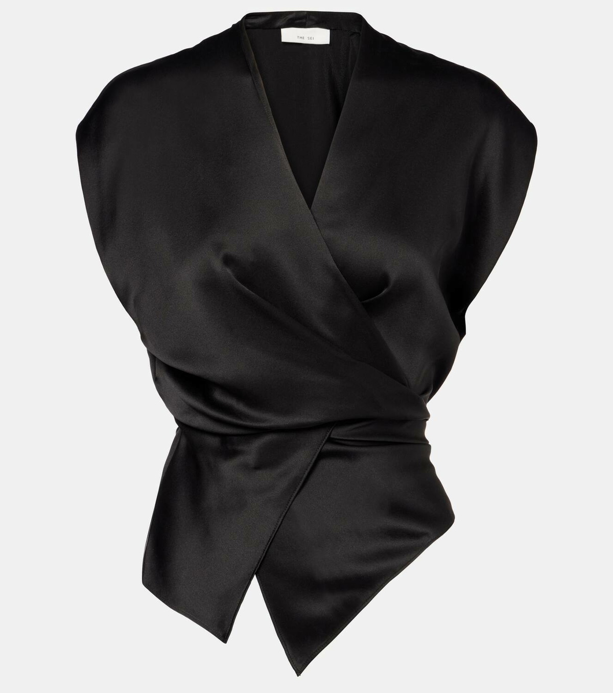 The Sei Draped gathered silk charmeuse top