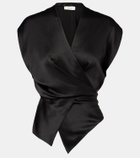 The Sei Draped gathered silk charmeuse top