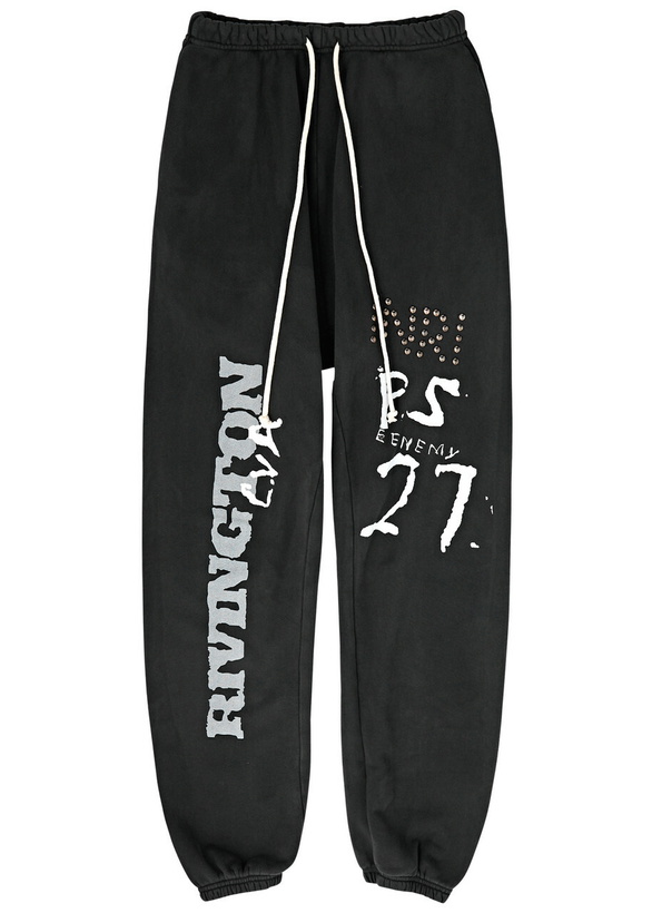 Photo: Rivington Roi Rebis Inri Printed Cotton Sweatpants Black