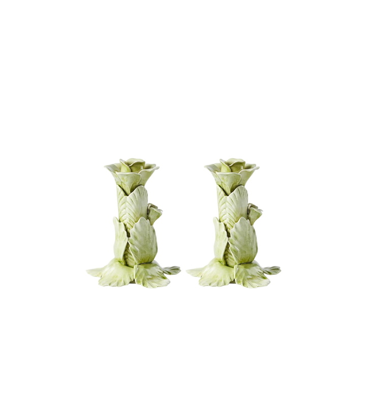 Photo: Bitossi Set of 2 floral ceramic candleholders