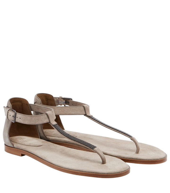Photo: Brunello Cucinelli Monili suede slides