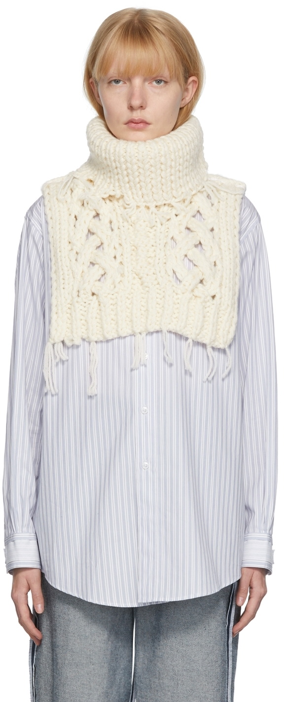 MM6 Maison Margiela Off-White Knit Turtleneck Stole MM6 Maison