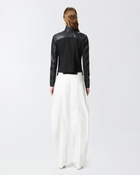 Pinko Leather Biker Jacket With Fabric Back Limo Black