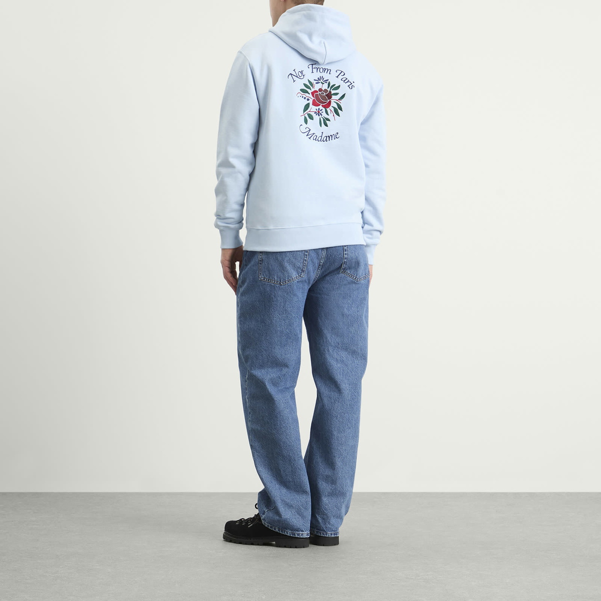 Drôle de Monsieur Men's Rose Slogan Hoodie in Light Blue