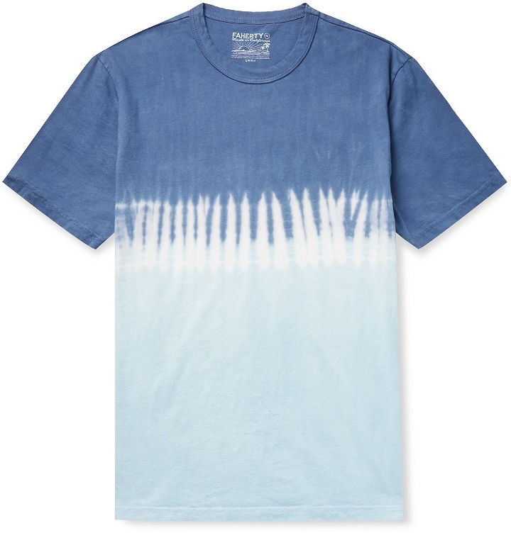 Photo: Faherty - Tie-Dyed Organic Cotton-Jersey T-Shirt - Blue