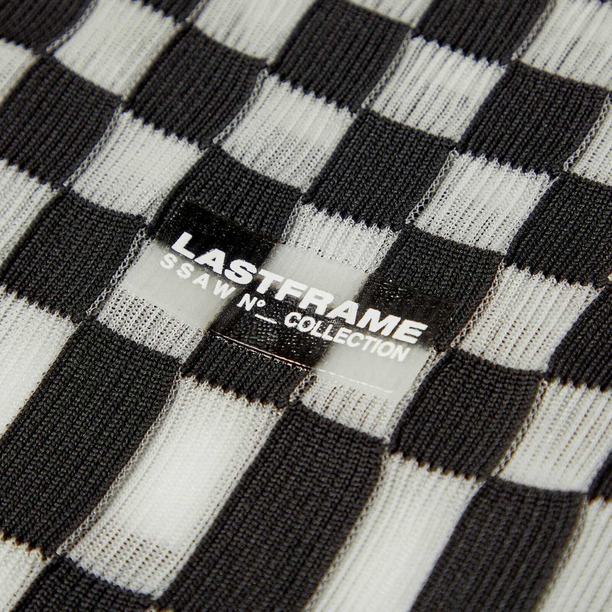 LASTFRAME Women's Sheer Ichimatsu Market Bag Medium in Black/Clear