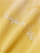 RRR123 - Gym Bag Logo-Embroidered Paint-Splattered Cotton-Jersey Zip-Up Hoodie - Yellow