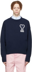 AMI Alexandre Mattiussi SSENSE Exclusive Navy Ami de Cœur Sweater