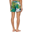 Tom Ford Blue and Green Tropical Print Swim Shorts