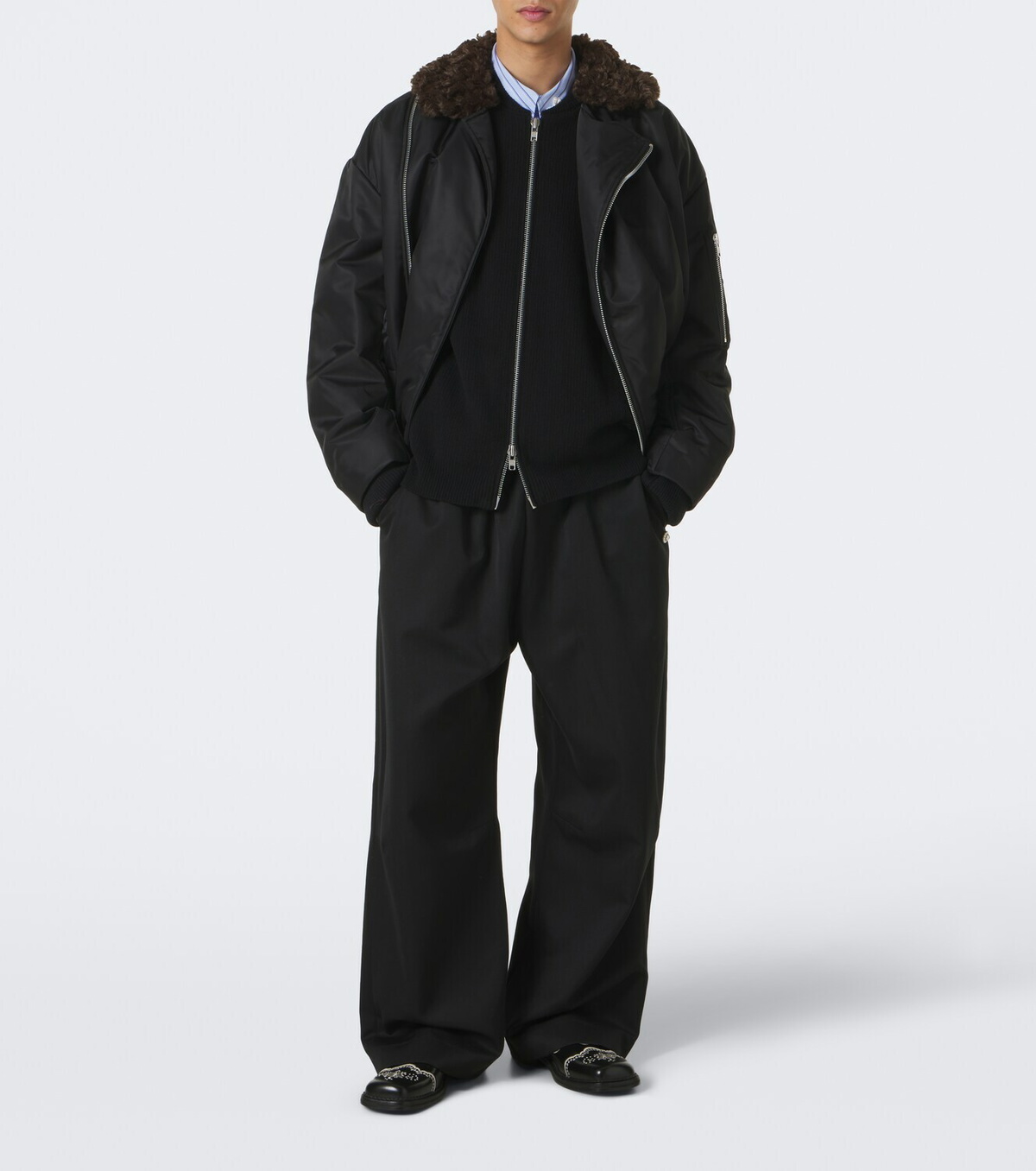 Simone Rocha Cutout wool-blend zip-up cardigan