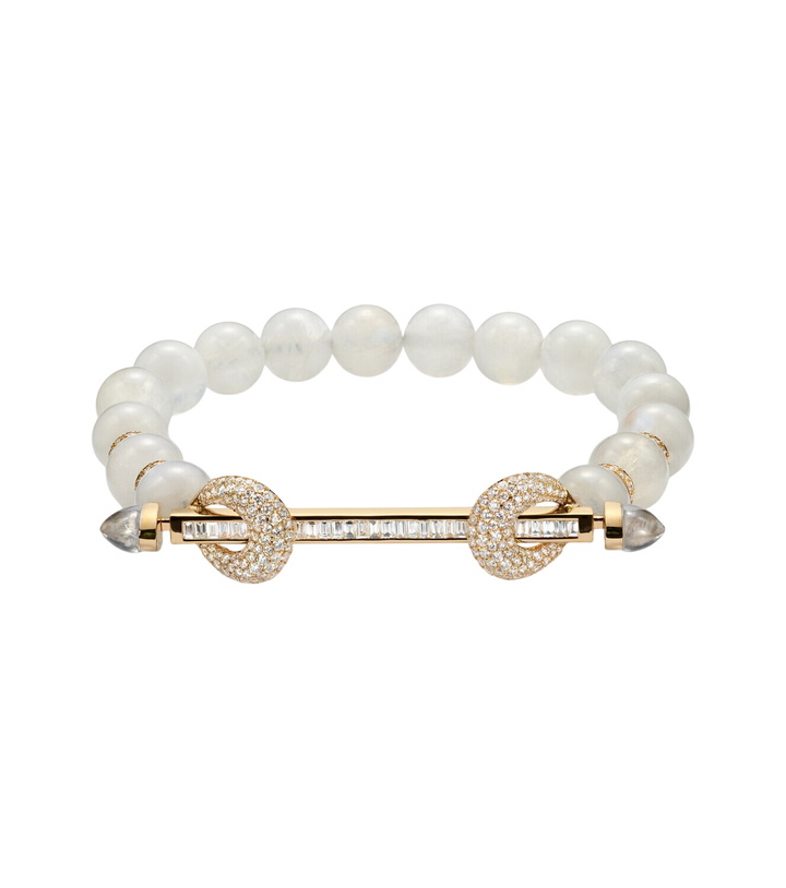 Photo: Ananya Chakra 18kt gold and moonstone bangle with diamonds and quartz