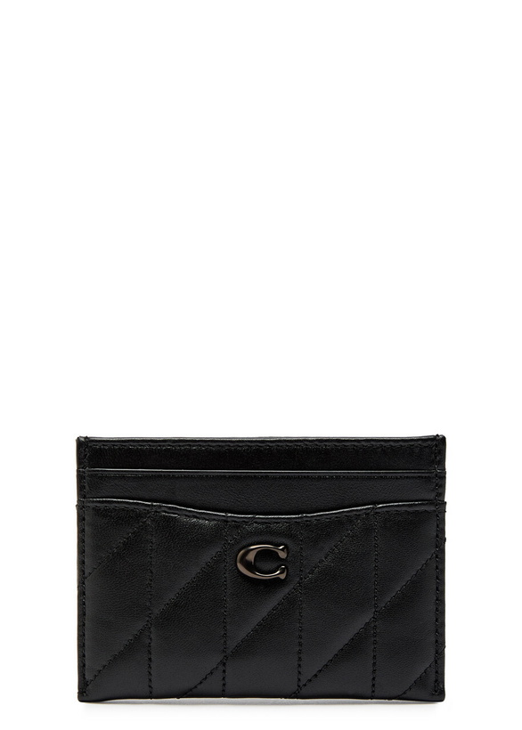 Photo: Coach Pillow Quilted Leather Card Holder - Black - One Size