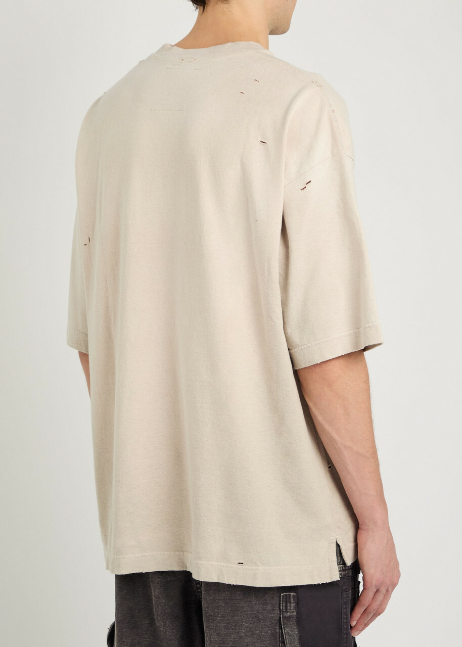 Maison Mihara Yasuhiro Distressed Cotton T-shirt Beige