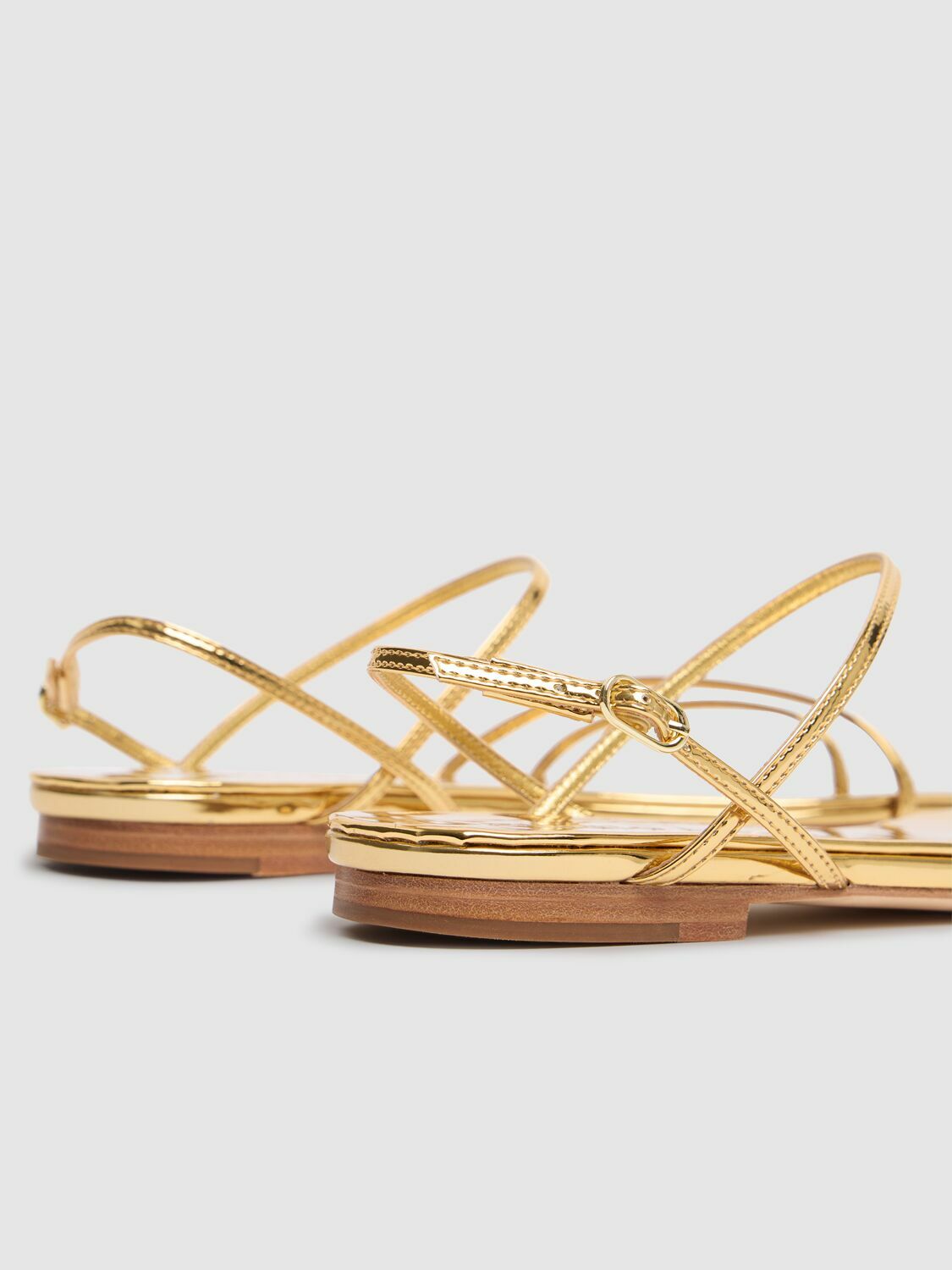 STUDIO AMELIA 10mm Helix Metallic Leather Flat Sandals